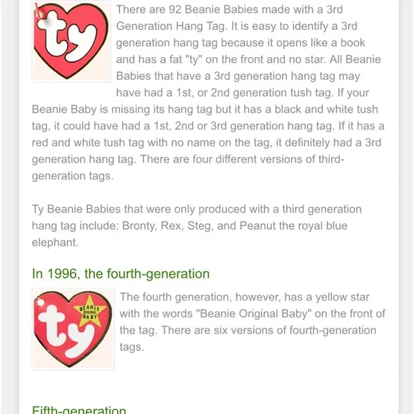 TY CUBBIE NWT Retired 1993 Original-9 Beanie Babies, 4th Generation, PVC Pellets - Picture 9 of 11